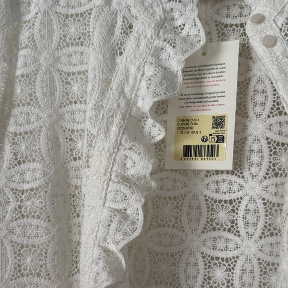 Sezane White Lace Blouse with Ruffle Detail - Picture 5 of 7